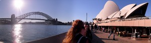 Emma and Anna Relax by the Opera House and the Bridge
